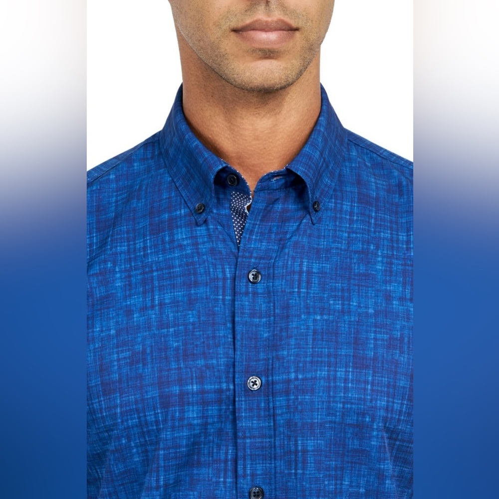 Construct Slim Fit Four-Way Stretch Performance Chambray Shirt